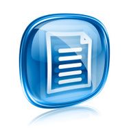 Document icon blue glass isolated on white background