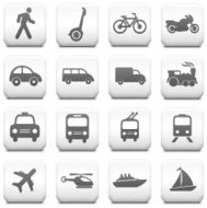 Transportation Icon Collection on White Buttons