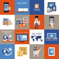 Internet shopping e-commerce online shopping set icons