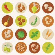 Healthy food icons set in flat style