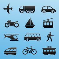 Black Style Icon Set - transportation