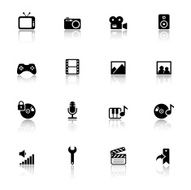 Media Black &amp; White Icons Set N2