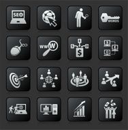 web traffic and search engine optimization vector icon set