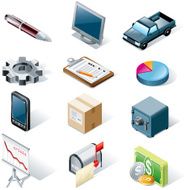 Isometric icons Office and work