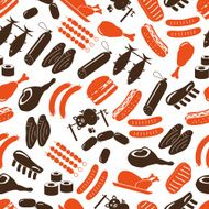 meat food icons and symbols color seamless pattern eps10
