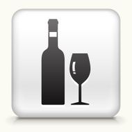 White Square Button with Wine Icon
