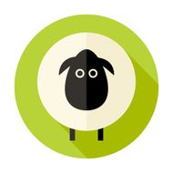 Sheep Flat Circle Icon over Green
