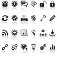 internet icon set black reflection