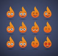 cute flame avatar expression set