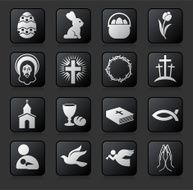 Easter Holiday button set on a dark Background