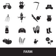 farm black simple icons set vector eps10