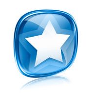 star icon blue glass isolated on white background