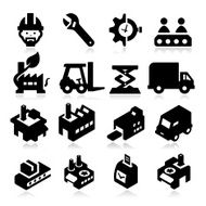 Isolated black factory vector illustrations icons
