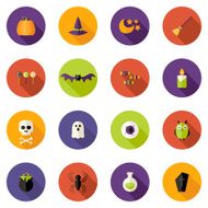 Halloween Colorful Flat Circle Icons Set