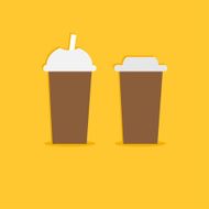 Two disposable coffee paper cups icon Flat design N2