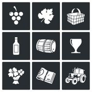 Wine production Vector Icons Set