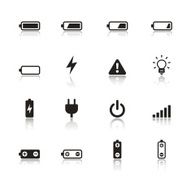 Battery &amp; Power Black White Icons Set