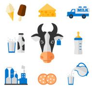 Dairy icons set - flat style