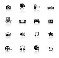 Media Black &amp; White Icons Set N4