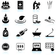 Spa and relaxation black &amp; white vector icon set