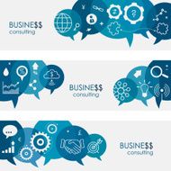 Business Consulting Banners And Icon Set