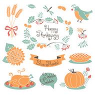 Happy Thanksgiving set of elements for design