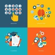 Four colorful quarters with design icons N2