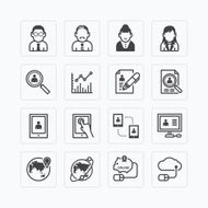 Vector flat icons set of business finance technology outline