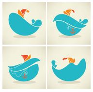 holiday on water vector collection of travel icons