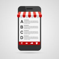 Business options infographic template Mobile online shopping Colorful design elements