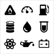 Gasoline Diesel Fuel Service Station Icons Set Vector
