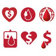 Blood and heart icon with dollar currency