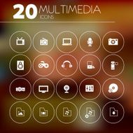 Simple Thin Multimedia Icons