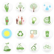 Beautiful Concept Icon Set Green Environmental Conservation Sustainability