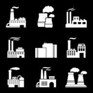 Factory and power plants icon set