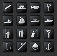 Let&#039;s go fishing button set