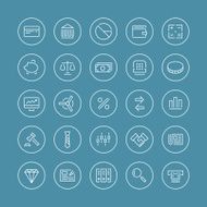 Finance and business flat line icons