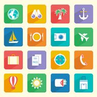 Travel vacation icons set N2