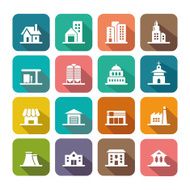 Flat Buildings Icons