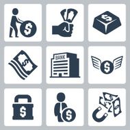 Money related vector icons set