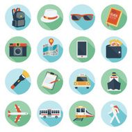 Flat icons set Backpacker Trips &amp; Travel