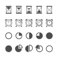 Vector isolated hourglasses and clocks icons set