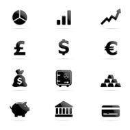 Black glossy banking and finance icon