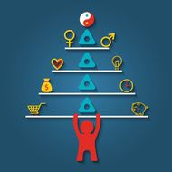 Man lifting stack of life balance elements