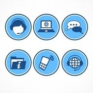 Customer support icons in blue