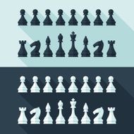 Chess figures set in flat modern style for design concept