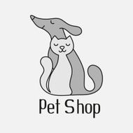 Cat and dog sign for pet shop logo