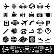 vector icon set for airport