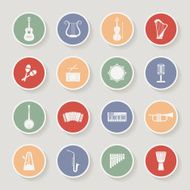 Round Musical Instruments Icons Vector illustration
