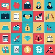 Finance and Banking flat icons set